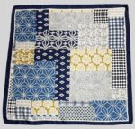 Soft Satin 70×70 Square Scarf – Indigo Mosaic